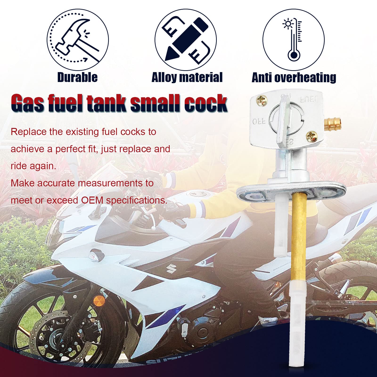 Qazaky Fuel Petcock Valve Switch Compatible With Yamaha Warrior 350 Wolverine Yfm350 Raptor 660 50 Yfm660 Banshee Yfz350 Moto-4 Grizzly Yfm 600 450 400 225 125 80 Champ Rt 100 V-Star Xvs 650 1100 Yt60